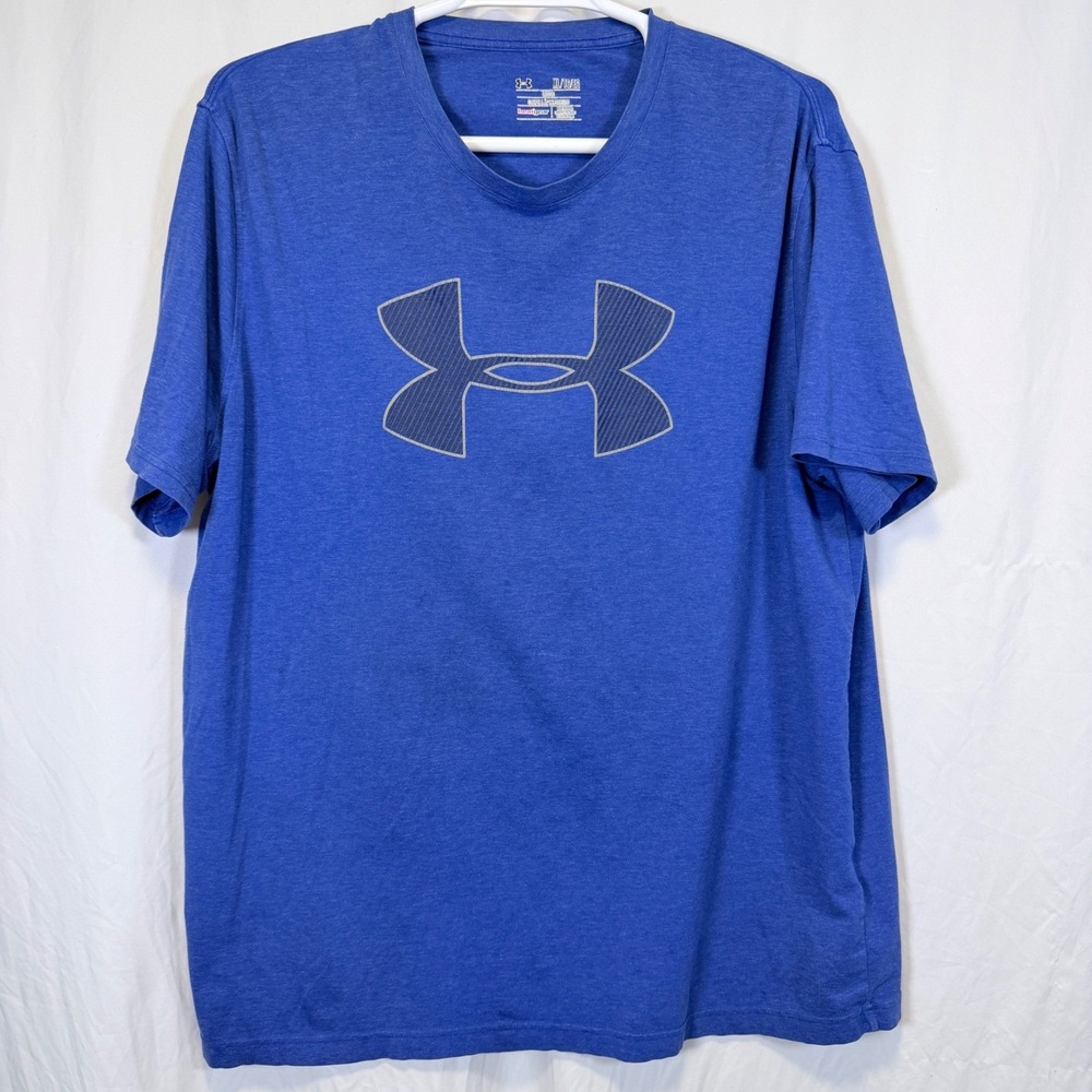 Under Armour Shirt HeatGear Loose Blue Graphic Logo Tee XL